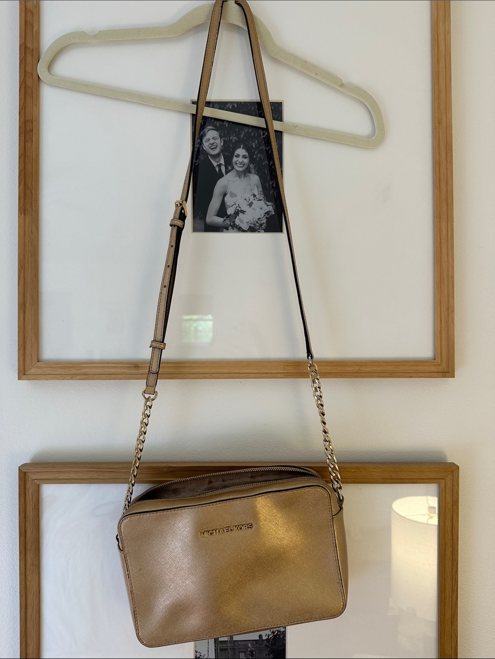 Michael Kors Champagne Gold Crossbody Camera Bag